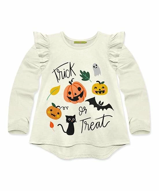 Outlet π Millie Loves Lily Cream Pumpkin Face Ruffle Long-Sleeve Hi-Low Top - π§ Girls For Kids π 1 Outlet π Millie Loves Lily Cream Pumpkin Face Ruffle Long-Sleeve Hi-Low Top - π§ Girls For Kids π