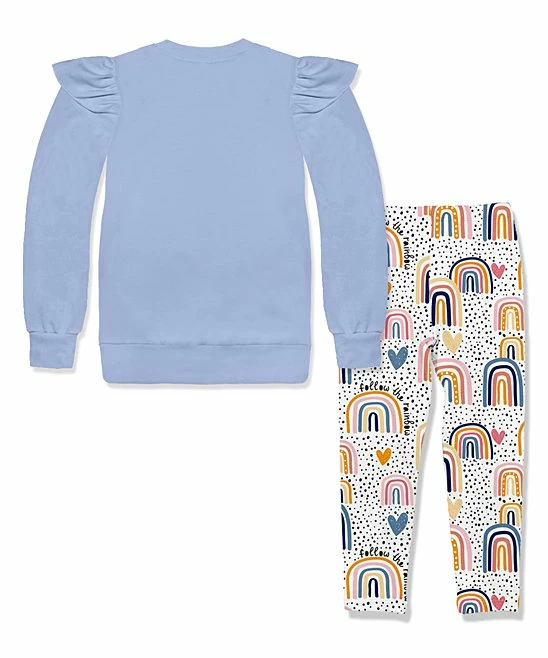 Outlet π Millie Loves Lily Periwinkle Ruffle-Sleeve Sweatshirt & Follow The Rainbow Leggings - Toddler & π§ Girls For Kids π 2 Outlet π Millie Loves Lily Periwinkle Ruffle-Sleeve Sweatshirt & Follow The Rainbow Leggings - Toddler & π§ Girls For Kids π - Image 2