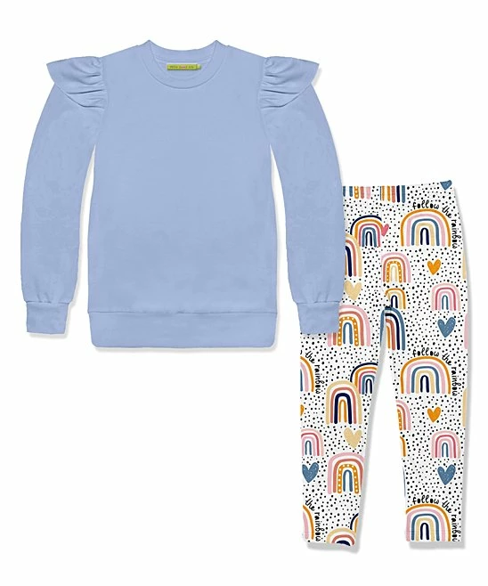 Outlet π Millie Loves Lily Periwinkle Ruffle-Sleeve Sweatshirt & Follow The Rainbow Leggings - Toddler & π§ Girls For Kids π 1 Outlet π Millie Loves Lily Periwinkle Ruffle-Sleeve Sweatshirt & Follow The Rainbow Leggings - Toddler & π§ Girls For Kids π