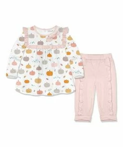 Cheap ⭐ Little Millie White Baby Pumpkin Ruffle-Accent 👗 Dress & Cuffed Pants - Infant For Kids 😀