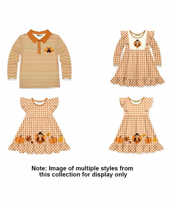 New π Millie Loves Lily Orange Gingham Turkey Long-Sleeve A-Line π Dress - π§ Girls For Kids π 3 New π Millie Loves Lily Orange Gingham Turkey Long-Sleeve A-Line π Dress - π§ Girls For Kids π - Image 3