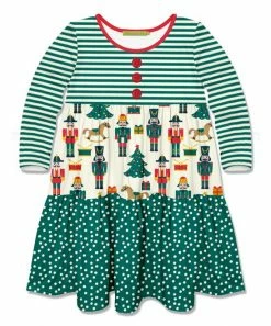 Promo 🌟 Millie Loves Lily Cream & Ivy Green 🎁 Christmas Dreams Tiered Shift 👗 Dress - 👧 Girls For Kids 🔔