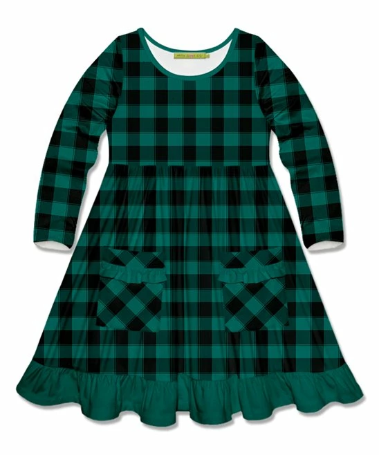 Top 10 β€οΈ Millie Loves Lily Ivy Green Buffalo Check Pocket Long-Sleeve A-Line π Dress - Toddler For Kids π 1 Top 10 β€οΈ Millie Loves Lily Ivy Green Buffalo Check Pocket Long-Sleeve A-Line π Dress - Toddler For Kids π