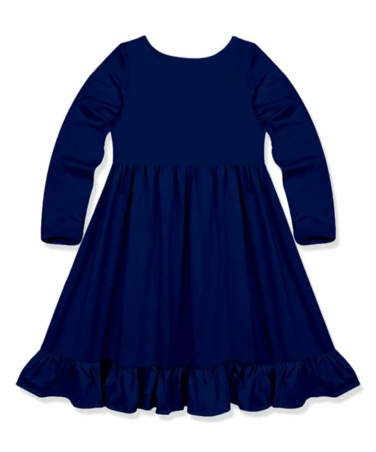 Promo π Simply Millie By Millie Loves Lily Navy Long-Sleeve Pocket A-Line π Dress - π§ Girls For Kids π 2 Promo π Simply Millie By Millie Loves Lily Navy Long-Sleeve Pocket A-Line π Dress - π§ Girls For Kids π - Image 2