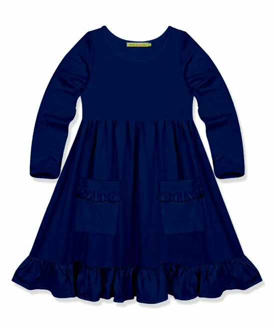 Promo π Simply Millie By Millie Loves Lily Navy Long-Sleeve Pocket A-Line π Dress - π§ Girls For Kids π 1 Promo π Simply Millie By Millie Loves Lily Navy Long-Sleeve Pocket A-Line π Dress - π§ Girls For Kids π
