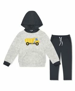 Cheap 🥰 Millie & Maxx Heather Gray Construction Truck Hoodie & Charcoal Pants- - Infant, Toddler & Boys For Kids 🎁