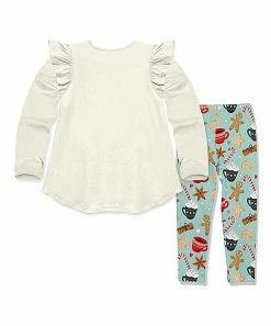 Buy 😀 Millie Loves Lily Cream Gingerbread Ruffle Hi-Low Top & Mint Holiday Treat Leggings - 👧 Girls For Kids 😉 -Little Millie-shop zu98745601 alt 2 tm1631836951