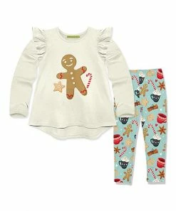 Buy 😀 Millie Loves Lily Cream Gingerbread Ruffle Hi-Low Top & Mint Holiday Treat Leggings - 👧 Girls For Kids 😉