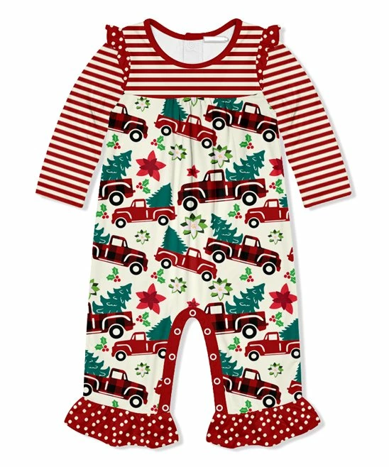 Deals βοΈ Little Millie Cream & Red π Christmas Tree Truck Ruffle-Trim Playsuit - Infant & Toddler For Kids π₯ 1 Deals βοΈ Little Millie Cream & Red π Christmas Tree Truck Ruffle-Trim Playsuit - Infant & Toddler For Kids π₯