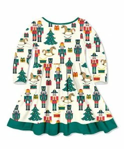 Discount 🎁 Millie Loves Lily Cream & Green 🎁 Christmas Dreams Button-Up A-Line 👗 Dress - Infant & 👧 Girls For Kids 🎁 -Little Millie-shop zu98754048 alt 3 tm1633114501