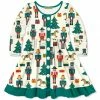 Discount 🎁 Millie Loves Lily Cream & Green 🎁 Christmas Dreams Button-Up A-Line 👗 Dress - Infant & 👧 Girls For Kids 🎁
