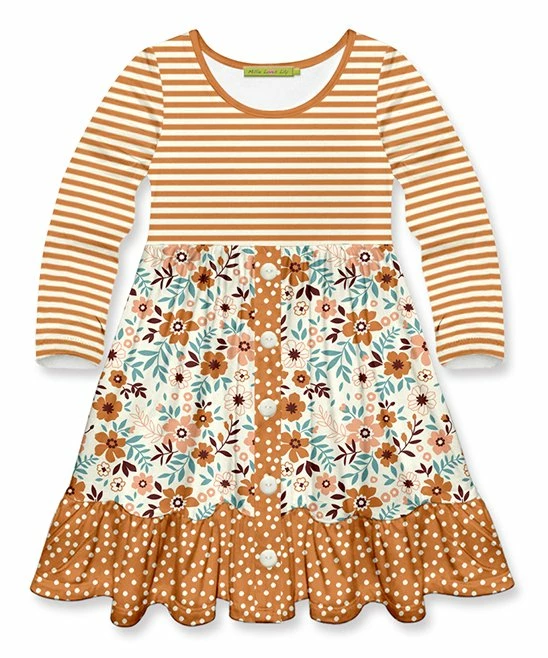 Brand new βοΈ Millie Loves Lily Cream & Rust Hazel Floral Stripe Ruffle Button-Skirt A-Line π Dress - Toddler & π§ Girls For Kids β 1 Brand new βοΈ Millie Loves Lily Cream & Rust Hazel Floral Stripe Ruffle Button-Skirt A-Line π Dress - Toddler & π§ Girls For Kids β