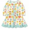New 🎉 Millie Loves Lily Cream & Mint Pumpkins Long-Sleeve Button-Up A-Line 👗 Dress - 👧 Girls For Kids 😉