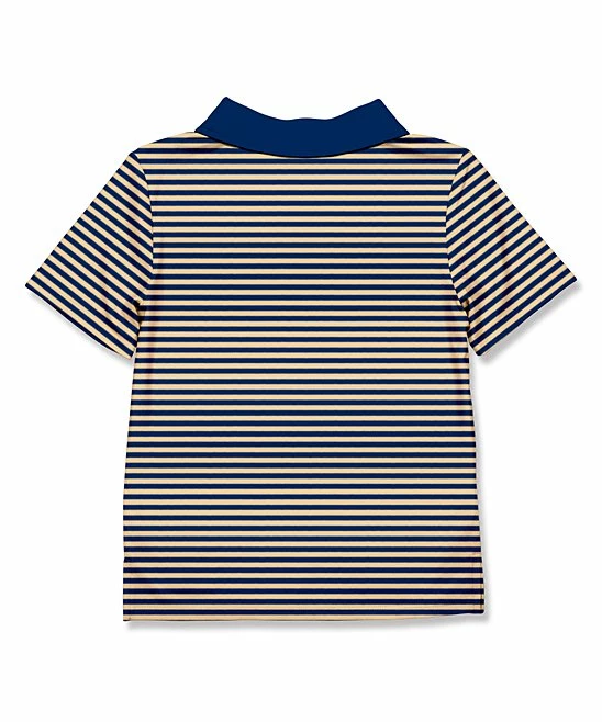 Buy π Millie & Maxx Navy & Tan Stripe Turkey Accent-Collar Polo - Boys For Kids π 3 Buy π Millie & Maxx Navy & Tan Stripe Turkey Accent-Collar Polo - Boys For Kids π - Image 3