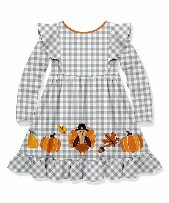 Top 10 𧨠Millie Loves Lily Gray Gingham Turkey Hem Angel-Sleeve π Dress - Toddler For Kids π 4 Top 10 𧨠Millie Loves Lily Gray Gingham Turkey Hem Angel-Sleeve π Dress - Toddler For Kids π - Image 4