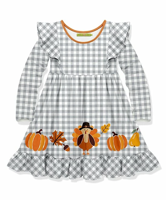 Top 10 𧨠Millie Loves Lily Gray Gingham Turkey Hem Angel-Sleeve π Dress - Toddler For Kids π 1 Top 10 𧨠Millie Loves Lily Gray Gingham Turkey Hem Angel-Sleeve π Dress - Toddler For Kids π