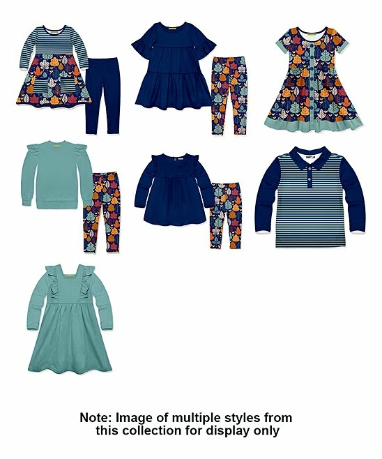 Cheap π₯ Little Millie Navy Ruffle-Accent π Dress & Harvest Leaves Leggings - Infant For Kids β 3 Cheap π₯ Little Millie Navy Ruffle-Accent π Dress & Harvest Leaves Leggings - Infant For Kids β - Image 3