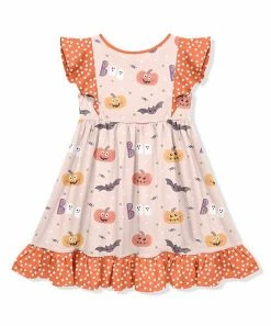 Buy 🔥 Millie Loves Lily Light Peach Boo 🦇 Halloween Polka-Dot Angel-Sleeve 👗 Dress - Toddler For Kids 👍 -Little Millie-shop zu99014151 alt 3 tm1630329646
