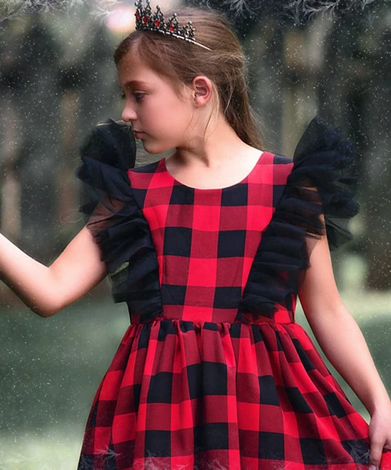 Wholesale π Trish Scully Child Red & Black Buffalo Check Milly Angel-Sleeve π Dress - Toddler & π§ Girls For Kids π― 2 Wholesale π Trish Scully Child Red & Black Buffalo Check Milly Angel-Sleeve π Dress - Toddler & π§ Girls For Kids π― - Image 2