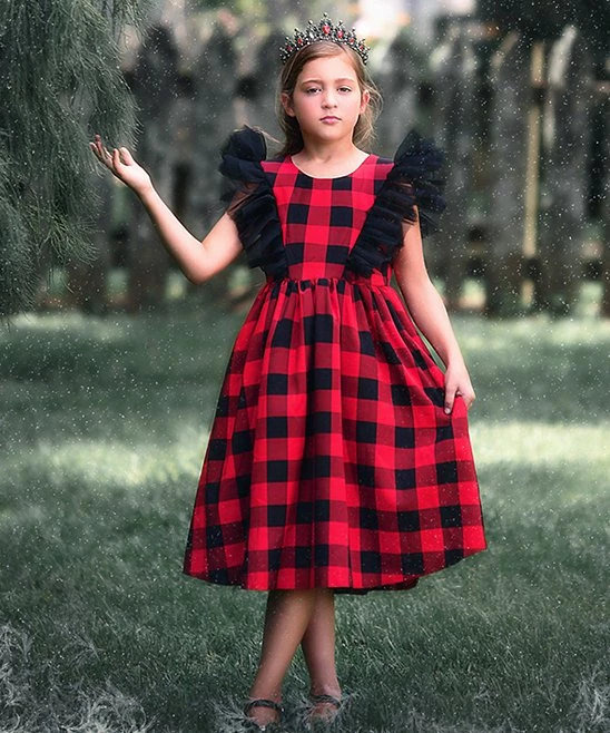 Wholesale π Trish Scully Child Red & Black Buffalo Check Milly Angel-Sleeve π Dress - Toddler & π§ Girls For Kids π― 1 Wholesale π Trish Scully Child Red & Black Buffalo Check Milly Angel-Sleeve π Dress - Toddler & π§ Girls For Kids π―