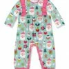 Wholesale 🤩 Little Millie Mint Santa Ruffle-Trim Playsuit - Infant For Kids ✔️