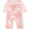 Promo 😉 Little Millie Pink & White Dancing Deer Ruffle-Trim Playsuit - Toddler For Kids 😀