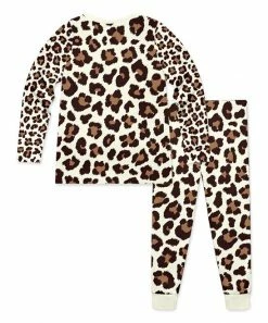 Coupon ⭐ Millie Loves Lily Cream & Brown Simply Skin Leopard Long-Sleeve Pajama Set - 👧 Girls For Kids 🧨 -Little Millie-shop zu99139675 alt 2 tm1633091405