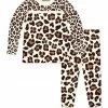 Coupon ⭐ Millie Loves Lily Cream & Brown Simply Skin Leopard Long-Sleeve Pajama Set - 👧 Girls For Kids 🧨