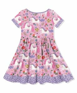 Discount 🎁 Millie Loves Lily Pink Darling Unicorn Button-Up Short-Sleeve A-Line 👗 Dress - Toddler For Kids 🎁 -Little Millie-shop zu99145441 alt 2 tm1633091405