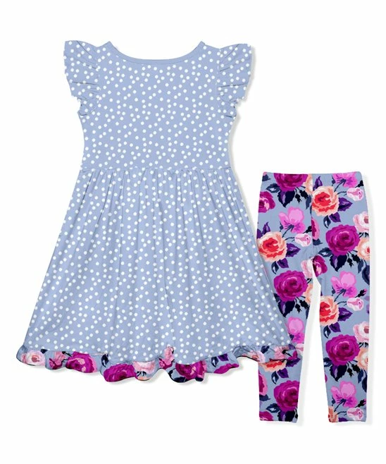Flash Sale π Millie Loves Lily Periwinkle Dot Button-Accent A-Line π Dress & Fuchsia Rose Leggings - π§ Girls For Kids π€© 3 Flash Sale π Millie Loves Lily Periwinkle Dot Button-Accent A-Line π Dress & Fuchsia Rose Leggings - π§ Girls For Kids π€© - Image 3