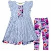 Flash Sale 😍 Millie Loves Lily Periwinkle Dot Button-Accent A-Line 👗 Dress & Fuchsia Rose Leggings - 👧 Girls For Kids 🤩