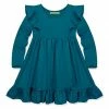 Flash Sale ⭐ Simply Millie By Millie Loves Lily Teal Ruffle-Accent Long-Sleeve 👗 Dress - 👧 Girls For Kids 🎉