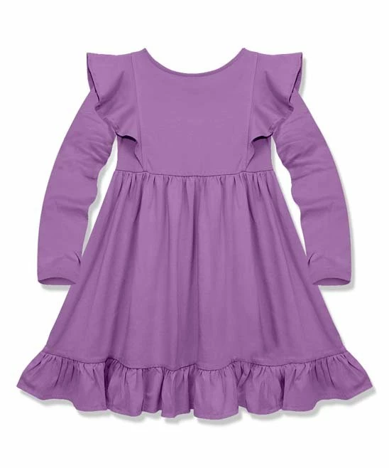 Cheapest π Simply Millie By Millie Loves Lily Purple Ruffle-Accent Long-Sleeve π Dress - π§ Girls For Kids β 2 Cheapest π Simply Millie By Millie Loves Lily Purple Ruffle-Accent Long-Sleeve π Dress - π§ Girls For Kids β - Image 2