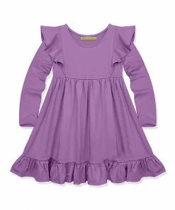 Cheapest 😉 Simply Millie By Millie Loves Lily Purple Ruffle-Accent Long-Sleeve 👗 Dress - 👧 Girls For Kids ⭐