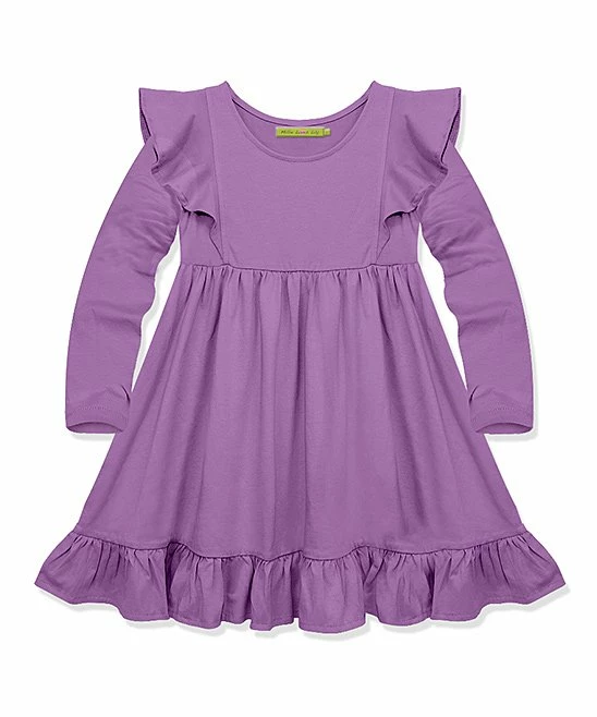 Cheapest π Simply Millie By Millie Loves Lily Purple Ruffle-Accent Long-Sleeve π Dress - π§ Girls For Kids β 1 Cheapest π Simply Millie By Millie Loves Lily Purple Ruffle-Accent Long-Sleeve π Dress - π§ Girls For Kids β