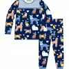 Wholesale ✨ Millie Loves Lily Navy & Peach 🐕 Dogs Park Contrast-Yoke Pajama Set - 👧 Girls For Kids ✔️