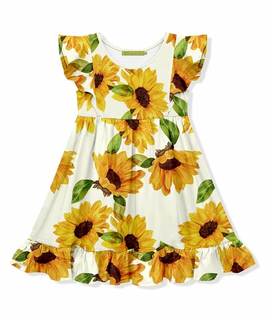 Best Pirce β€οΈ Millie Loves Lily Cream & Marigold Sunflower Angel-Sleeve π Dress - Infant & π§ Girls For Kids π 1 Best Pirce β€οΈ Millie Loves Lily Cream & Marigold Sunflower Angel-Sleeve π Dress - Infant & π§ Girls For Kids π