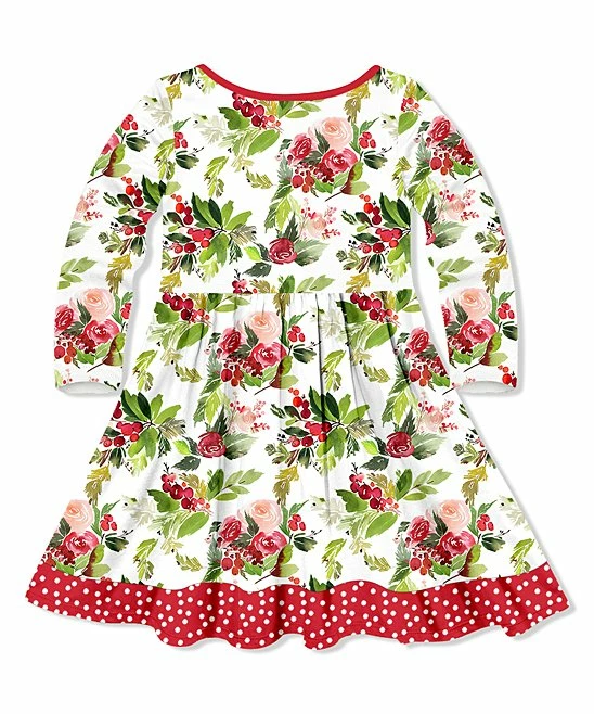 Discount π Millie Loves Lily Cream & Red Rose Button-Up Long-Sleeve A-Line π Dress - π§ Girls For Kids π 3 Discount π Millie Loves Lily Cream & Red Rose Button-Up Long-Sleeve A-Line π Dress - π§ Girls For Kids π - Image 3