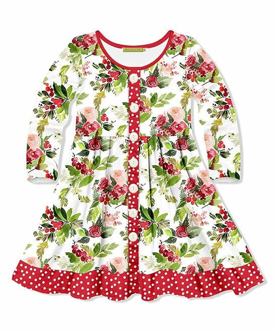 Discount π Millie Loves Lily Cream & Red Rose Button-Up Long-Sleeve A-Line π Dress - π§ Girls For Kids π 1 Discount π Millie Loves Lily Cream & Red Rose Button-Up Long-Sleeve A-Line π Dress - π§ Girls For Kids π