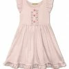 Top 10 😀 Simply Millie By Millie Loves Lily Light Pink Button-Front Angel-Sleeve A-Line 👗 Dress - 👧 Girls For Kids 🎉