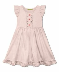 Top 10 😀 Simply Millie By Millie Loves Lily Light Pink Button-Front Angel-Sleeve A-Line 👗 Dress - 👧 Girls For Kids 🎉