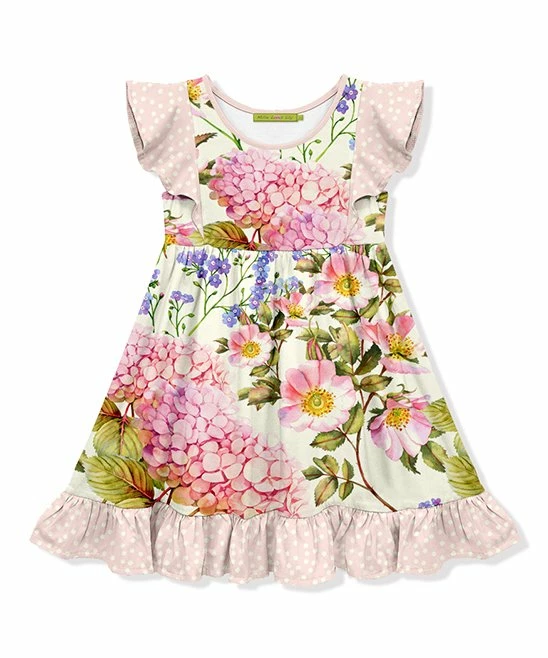 Promo π Millie Loves Lily Cream & Pink Hydrangea Watercolor Angel-Sleeve π Dress - Toddler & π§ Girls For Kids π 1 Promo π Millie Loves Lily Cream & Pink Hydrangea Watercolor Angel-Sleeve π Dress - Toddler & π§ Girls For Kids π