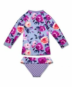 Promo 😀 Millie Loves Lily Periwinkle Rose Long-Sleeve Rashguard Set - Infant & Toddler For Kids 🛒 -Little Millie-shop zu99577660 alt 2 tm1638558092