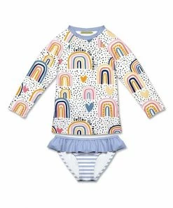 Wholesale 🎉 Millie Loves Lily Purple & Yellow 'Follow The Rainbow' Long-Sleeve Rashguard Set - Infant, Toddler & 👧 Girls For Kids 🛒
