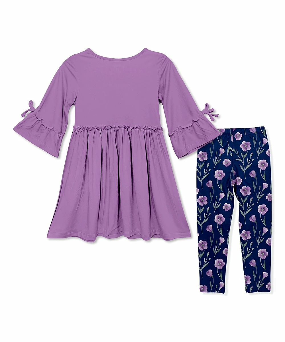 Top 10 βοΈ Millie Loves Lily Purple Bow Bell-Sleeve A-Line π Dress & Navy Petals Leggings - Infant, Toddler & π§ Girls For Kids π 3 Top 10 βοΈ Millie Loves Lily Purple Bow Bell-Sleeve A-Line π Dress & Navy Petals Leggings - Infant, Toddler & π§ Girls For Kids π - Image 3