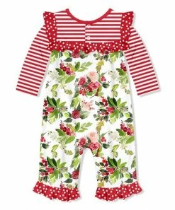 Flash Sale ⭐ Little Millie White & Red ❄ Christmas Rose Flutter-Sleeve Playsuit - Toddler For Kids ❤️ -Little Millie-shop zu99637499 alt 2 tm1632248271