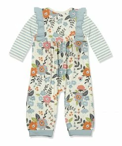 New 🤩 Little Millie Cream & Light Blue Tiffany Floral Ruffle-Trim Babydoll Playsuit - Infant & Toddler For Kids 😀 -Little Millie-shop zu99646251 alt 2 tm1632750296