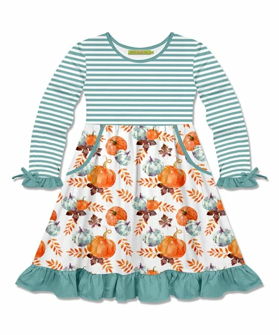 Budget π Millie Loves Lily White & Nile Blue Pumpkin Bow-Accent Pocket A-Line π Dress - Infant, Toddler & π§ Girls For Kids π 1 Budget π Millie Loves Lily White & Nile Blue Pumpkin Bow-Accent Pocket A-Line π Dress - Infant, Toddler & π§ Girls For Kids π
