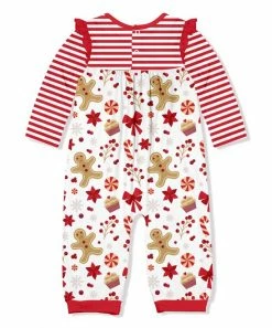 Wholesale 😉 Little Millie White & Red Gingerbread Sweets Ruffle-Trim Playsuit - Infant For Kids 🎉 -Little Millie-shop zu99685169 alt 2 tm1632158995