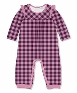 Best reviews of 💯 Little Millie Plum & Pink Gingham Ruffle-Trim Playsuit - Infant For Kids 🧨